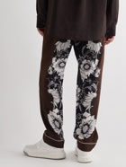 Valentino - Straight-Leg Floral-Print Silk-Crepe Trousers - Brown