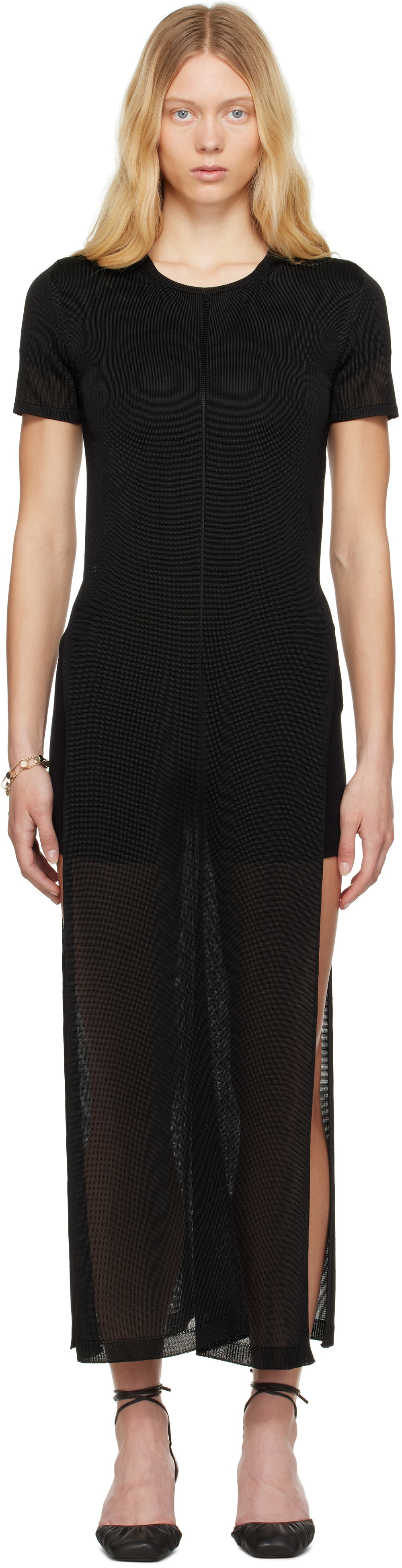 LEMAIRE Black Column Slits Midi Dress Lemaire LEMAIRE Black Column Slits Midi Dress Lemaire