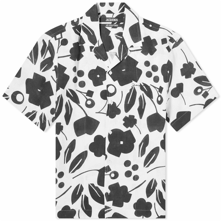 Photo: Jacquemus Men's Jean Cubic Flowers Vacation Shirt in Black/White