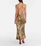 Roberto Cavalli Printed silk satin slip dress