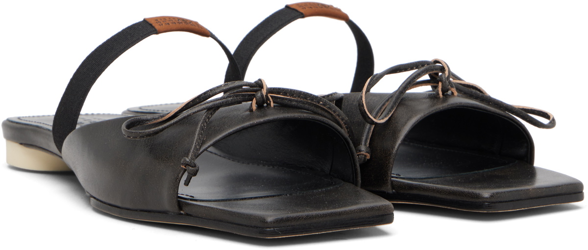 MM6 Maison Margiela Brown Bow-Detailed Leather Slingback Sandals