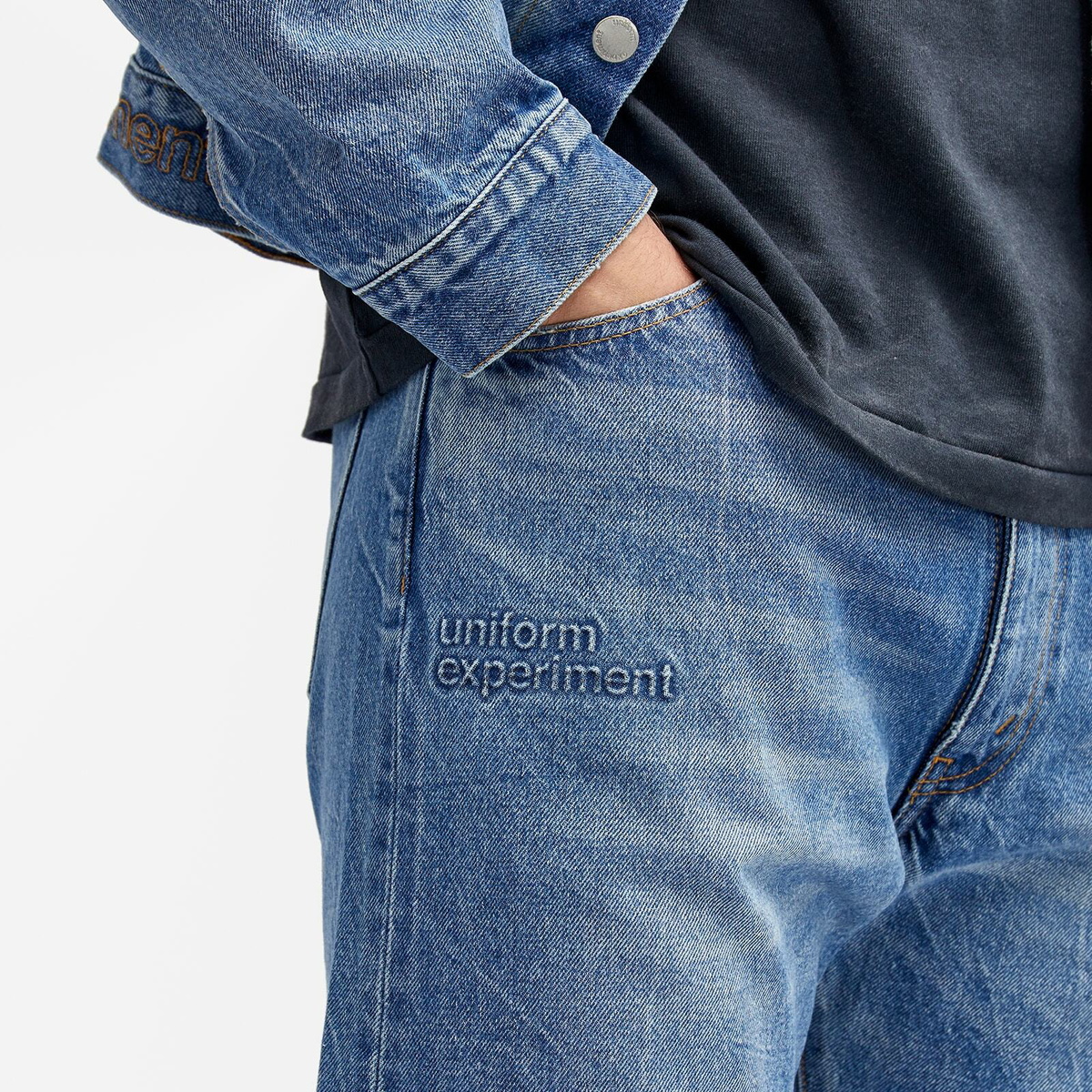 UNIFORM EXPERIMENT リペア加工 DAMAGED DENIM 4 uniform experimentユニフォームエクスペリメントDAMAGED DENIM