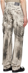 RtA Off-White & Gray Theo Cargo Pants