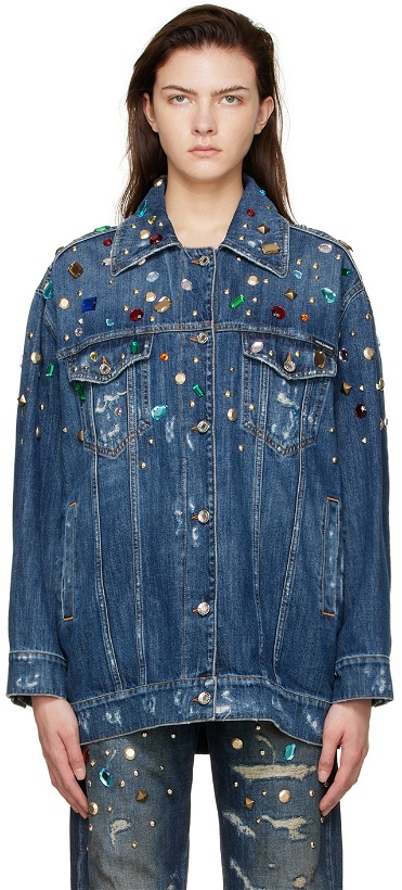 Photo: Dolce & Gabbana Blue Rhinestone Denim Jacket