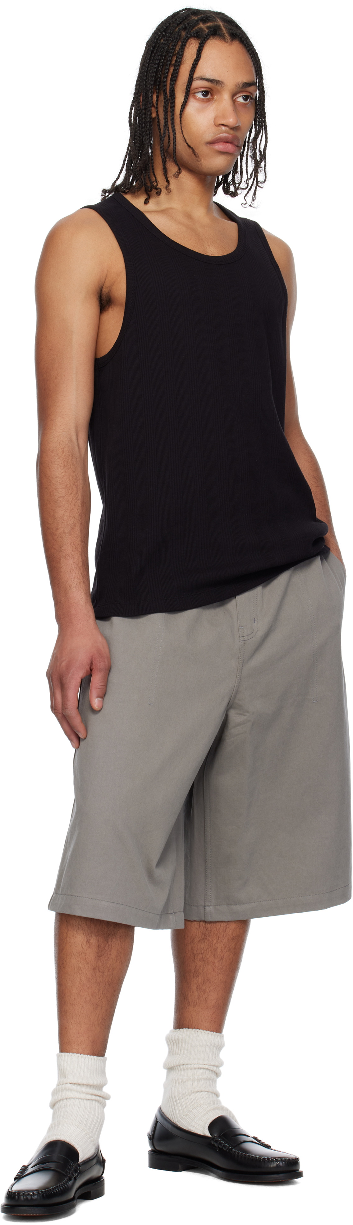 Black Ribbed Scoop Neck Tank main image 1
