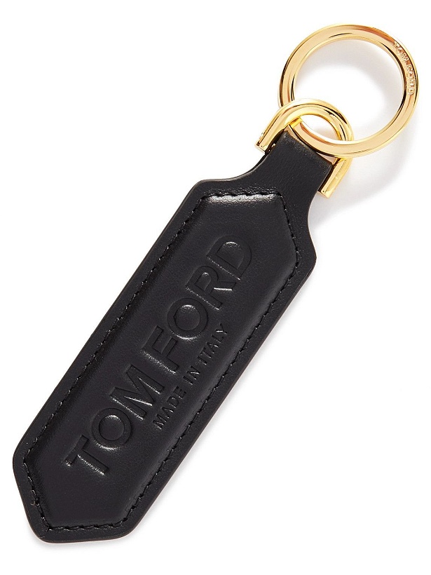 Photo: TOM FORD - Logo-Debossed Leather and Gold-Tone Key Fob