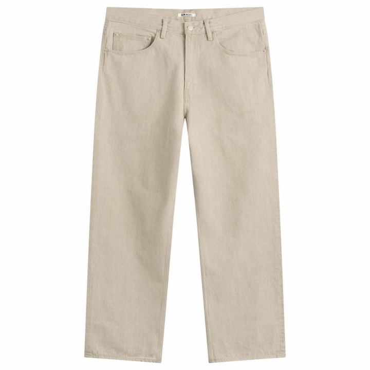 Photo: Auralee Men's Faded Hard Twist Denim Wide Pants in Light Gray