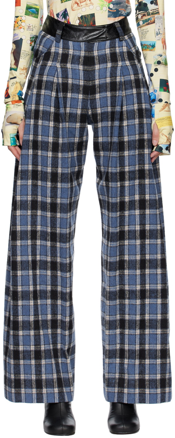 Kijun Blue Check Wide Trousers