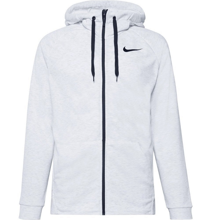 Photo: Nike Training - Mélange Loopback Dri-FIT Zip-Up Hoodie - Light gray