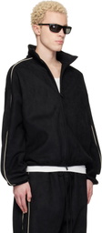 Fear of God ESSENTIALS Black Faux-Suede Fleece Signature Modern Track Jacket
