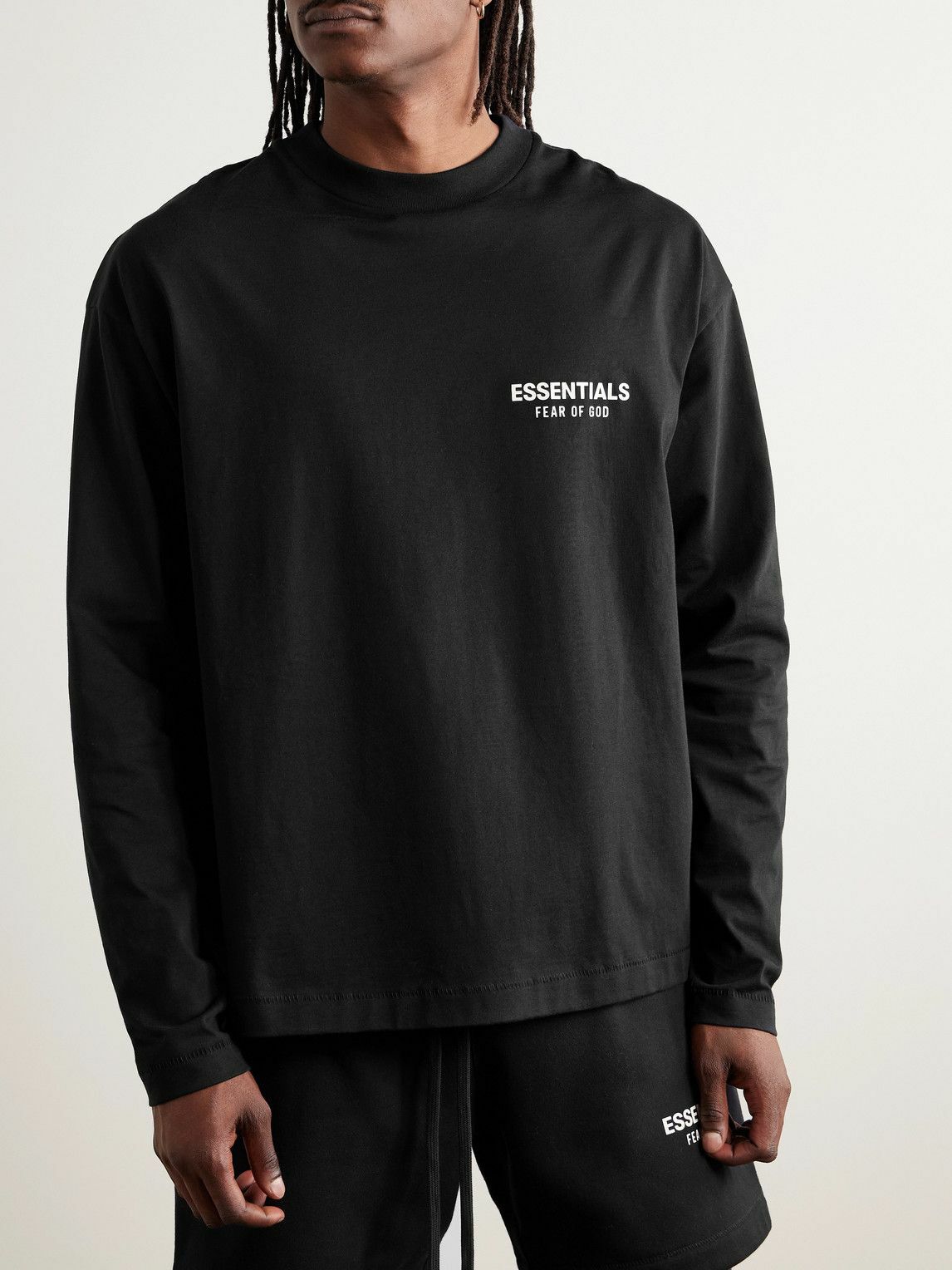 FEAR OF GOD ESSENTIALS - Logo-Appliquéd Cotton-Jersey T-Shirt - Black