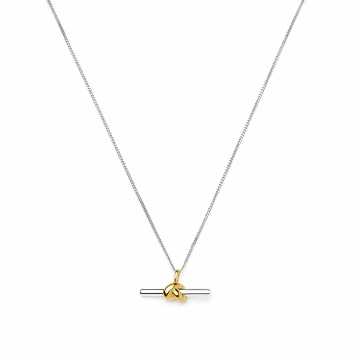 Photo: Missoma Women's x Lucy Williams T-Bar Knot Pendant Necklace in Gold 