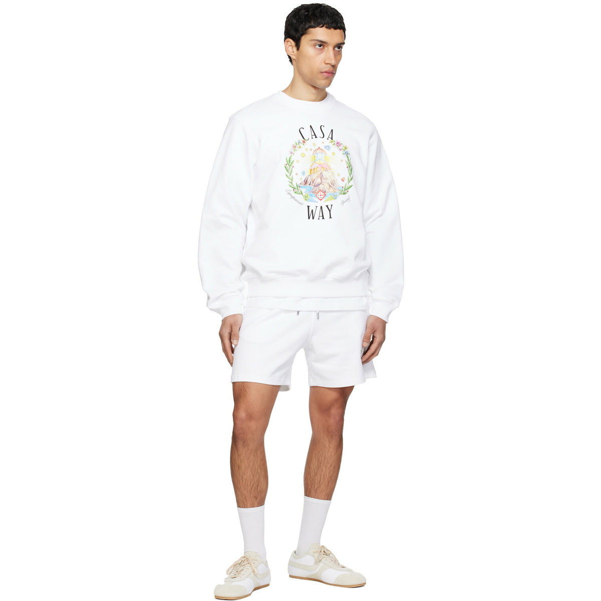 Casablanca White 'Casa Way' Crew Neck Sweatshirt