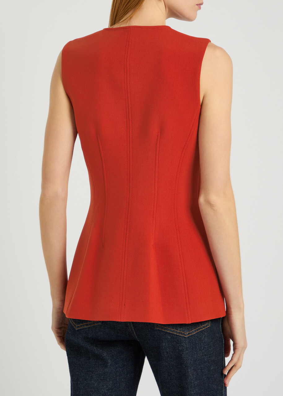 Veronica Beard Jessup Darted Tailored Vest Red