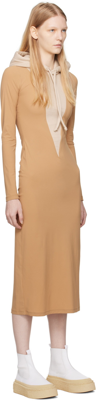 MM6 Maison Margiela Taupe & Beige Hooded Maxi Dress