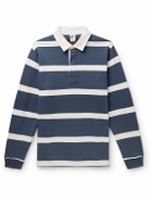 Nike - Life Twill-Trimmed Striped Cotton-Jersey Rugby Shirt - Blue