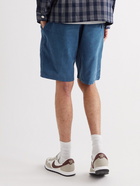 Folk - Assembly Straight-Leg Checked Cotton-Corduroy Shorts - Blue