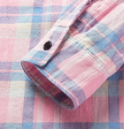 Saint Laurent - Checked Slub Cotton, Linen and Ramie-Blend Shirt - Men - Pink