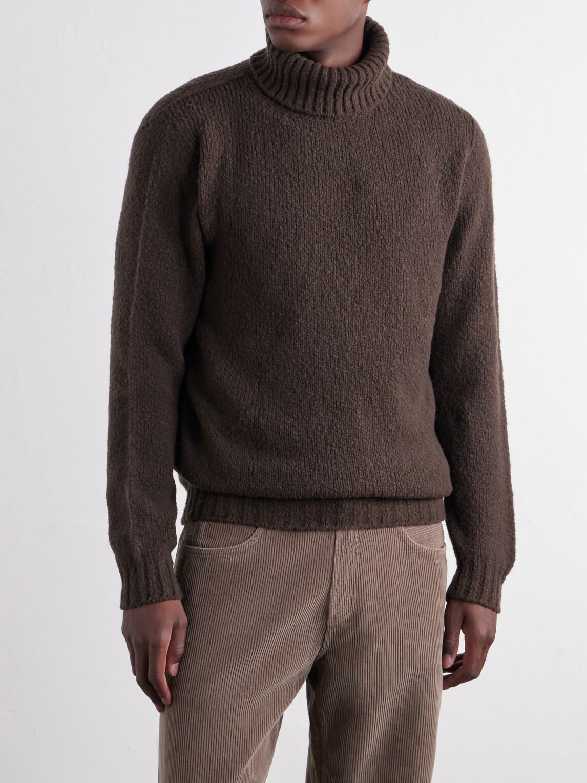 De Bonne Facture - Wool-Bouclé Rollneck Sweater - Brown