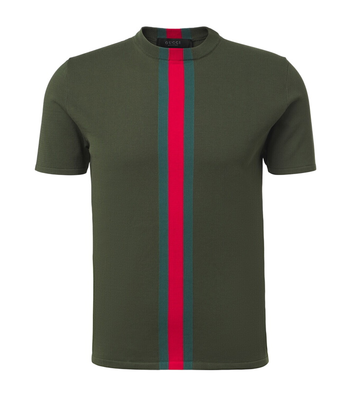 Photo: Gucci Web Stripe knitted cotton T-shirt