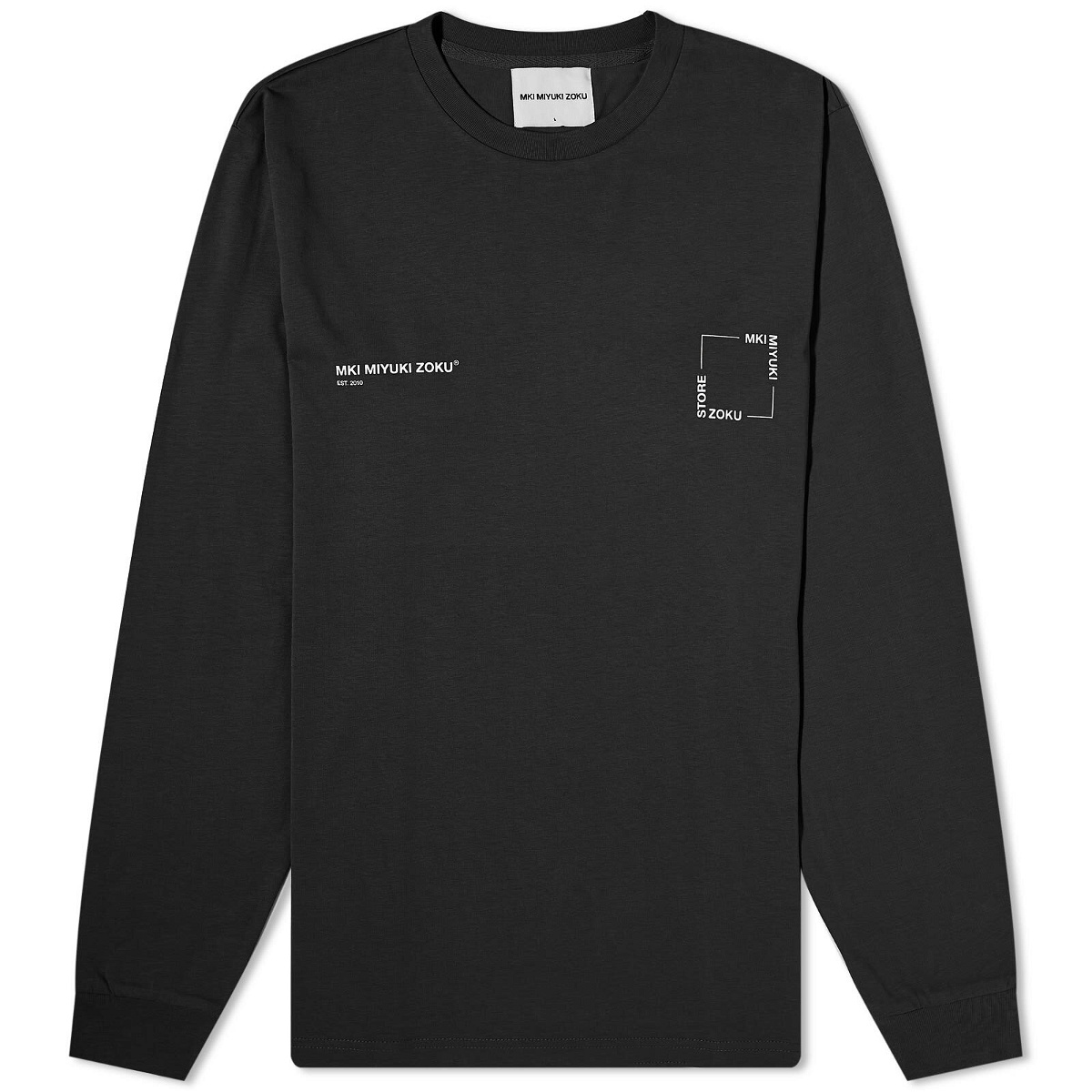 Photo: MKI Men's Long Sleeve Square Logo T-Shirt in Black