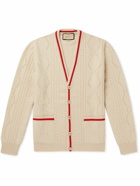 GUCCI - Cable- and Pointelle-Knit Wool Cardigan - Neutrals