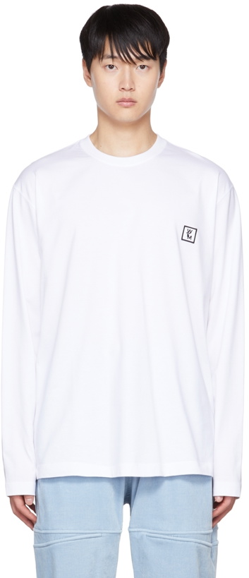 Photo: Wooyoungmi White Embroidered Long-Sleeve T-Shirt