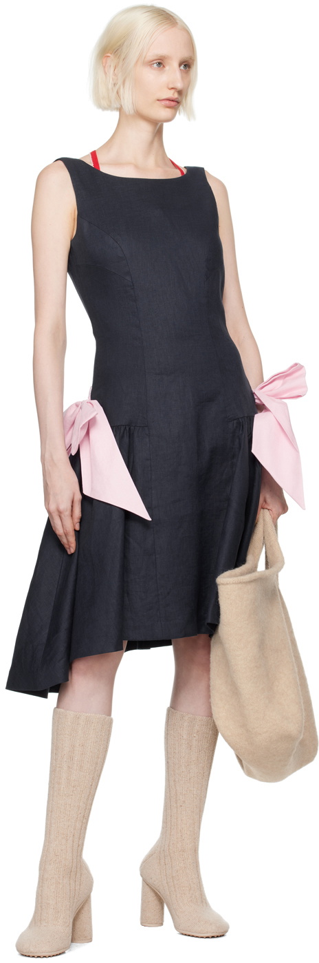 Caro Editions Navy Margrethe Midi Dress