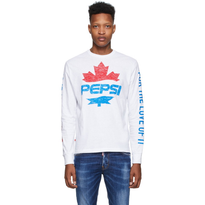 Photo: Dsquared2 White Pepsi Edition Surf Fit Long Sleeve T-Shirt