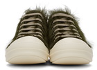 Rick Owens Green Pony Hair Low Sneakers