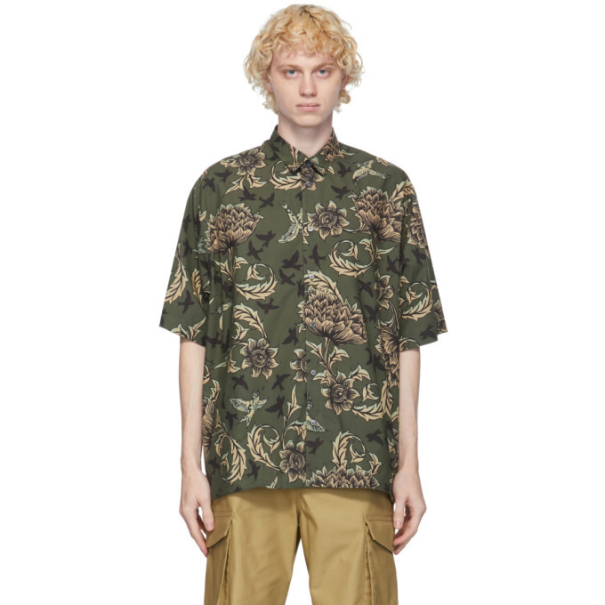 Photo: Givenchy Khaki Floral and Astral Oversized Short Sleeve Shirt