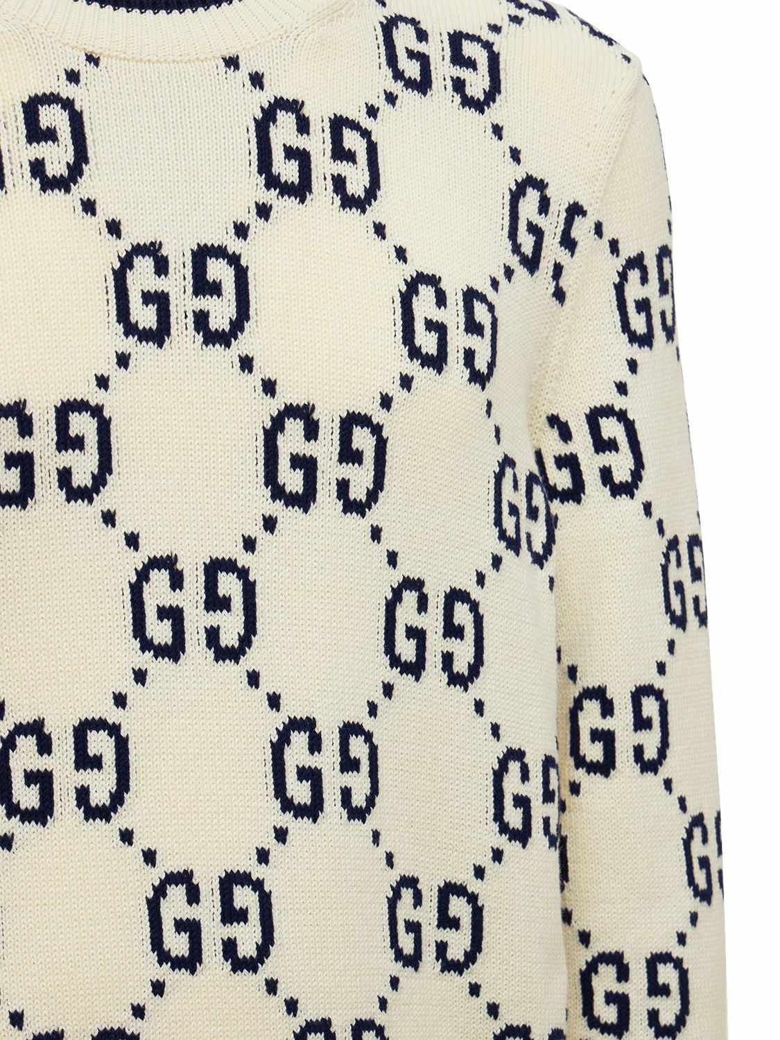 GUCCI - Gg Cotton Knit Sweater Gucci