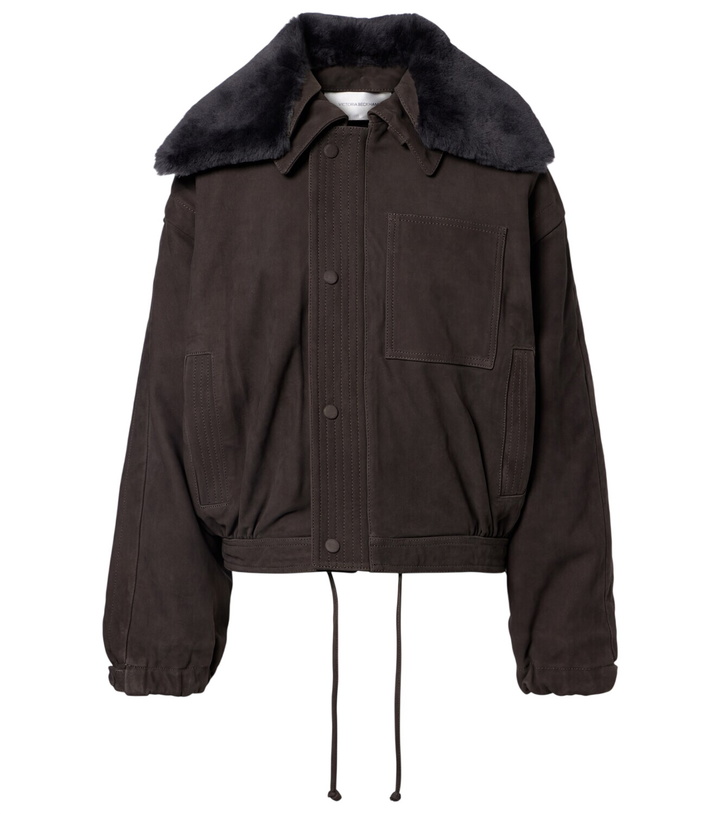 Photo: Victoria Beckham Shearling-trimmed suede blouson jacket