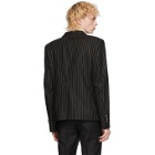 Balmain Black and White Wool Striped Double-Breasted Blazer