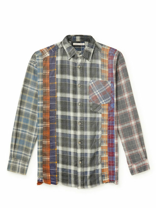 Photo: Needles - 7 Cuts Panelled Checked Cotton-Flannel Shirt - Gray