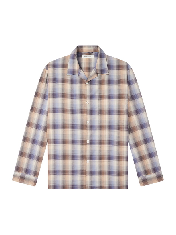 Photo: TEKLA - Auralee Checked Organic Cotton-Flannel Pyjama Shirt - Blue