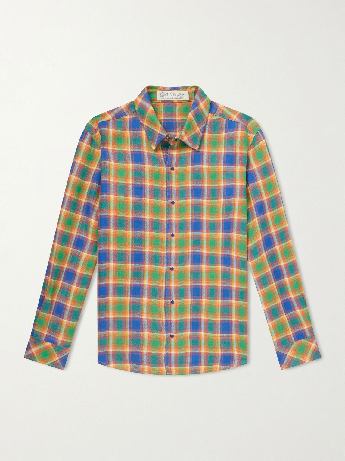 God's True Cashmere - Checked Linen Shirt - Green