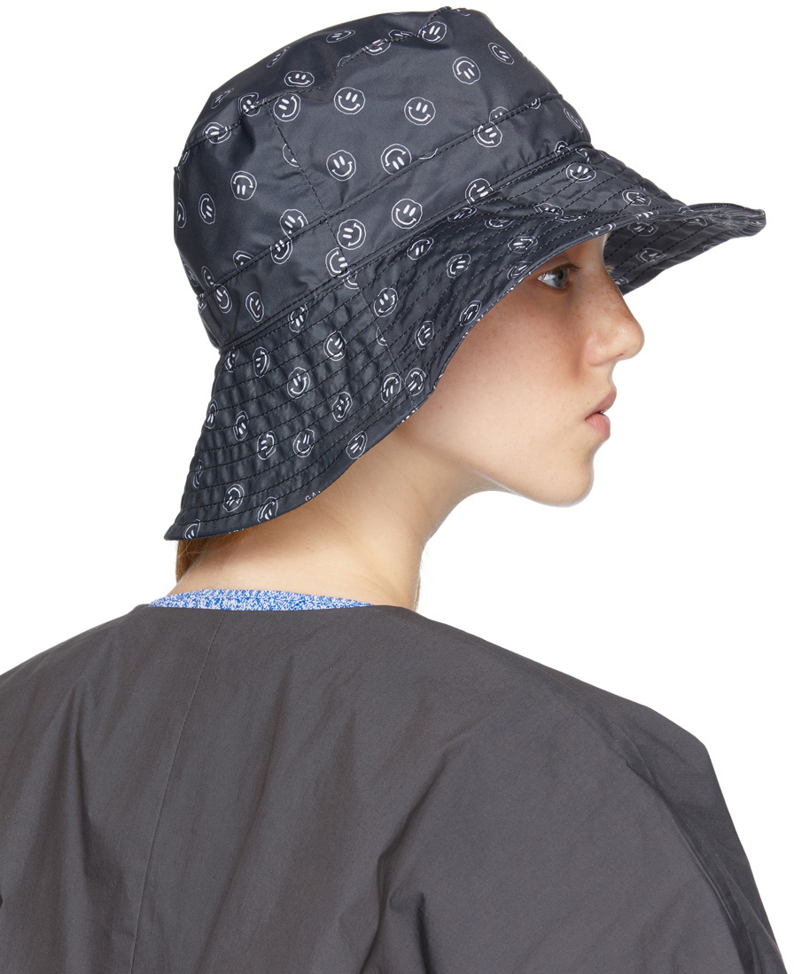 GANNI Black Graphic Bucket Hat GANNI