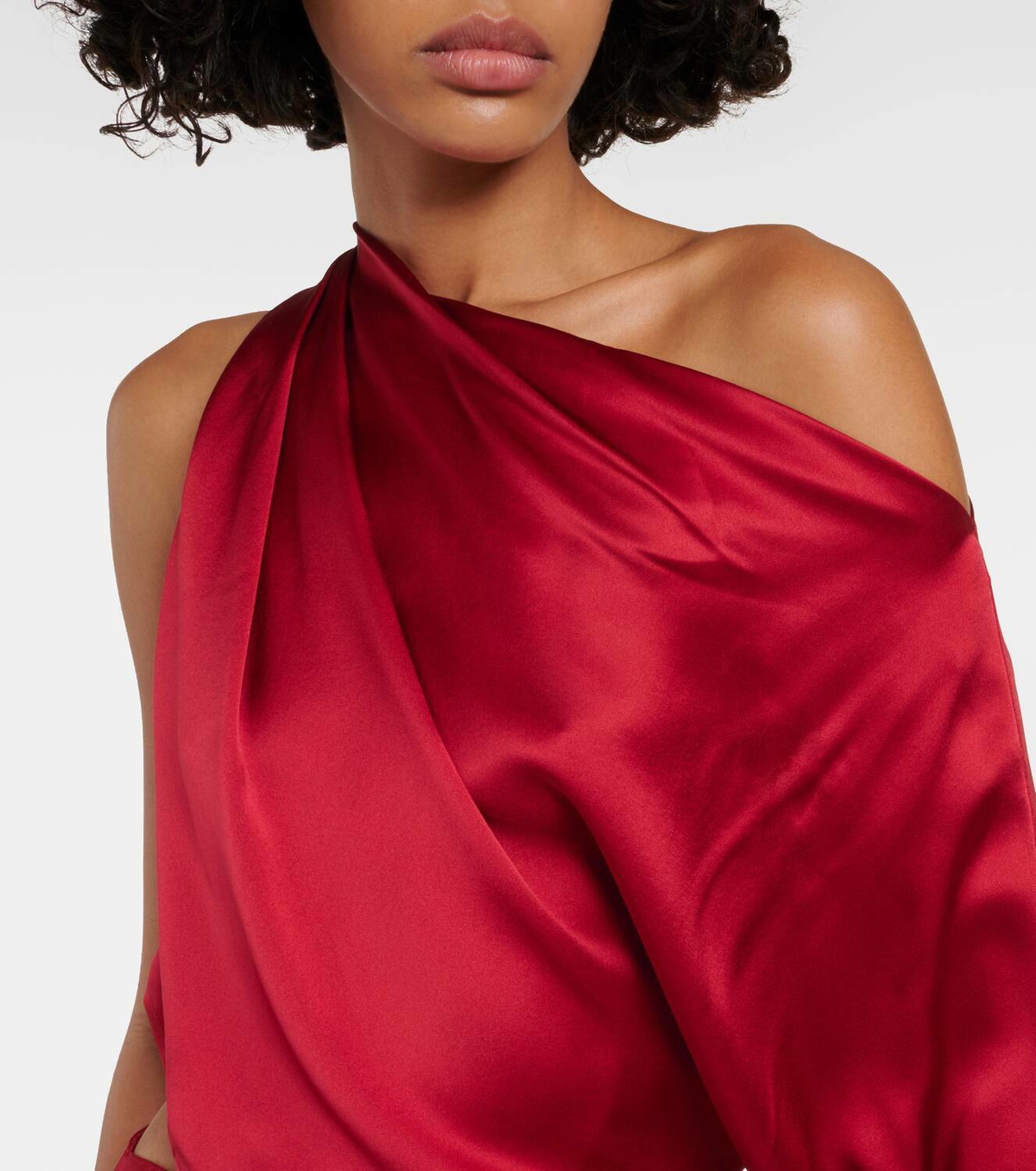 The Sei Draped one-shoulder silk satin top