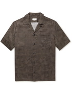 Brioni - Convertible-Collar Checked Silk Shirt - Brown