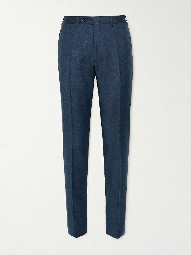 Photo: Canali - Impeccable Slim-Fit Super 120s Wool-Flannel Suit Trousers - Blue