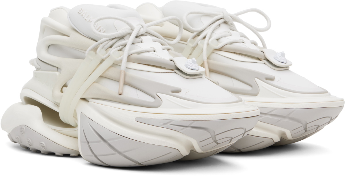 Balmain White Leather Unicorn Low-Top Sneakers Balmain