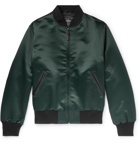 Golden Bear - Leather-Trimmed Satin Bomber Jacket - Men - Green