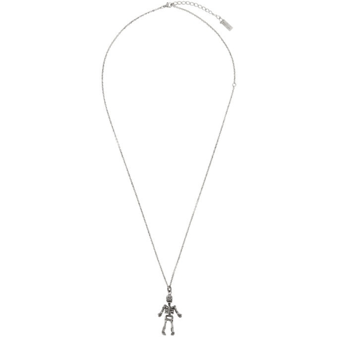 Photo: Saint Laurent Silver Skeleton Charm Pendant Necklace