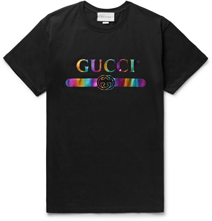 Photo: Gucci - Logo-Print Cotton-Jersey T-Shirt - Men - Black