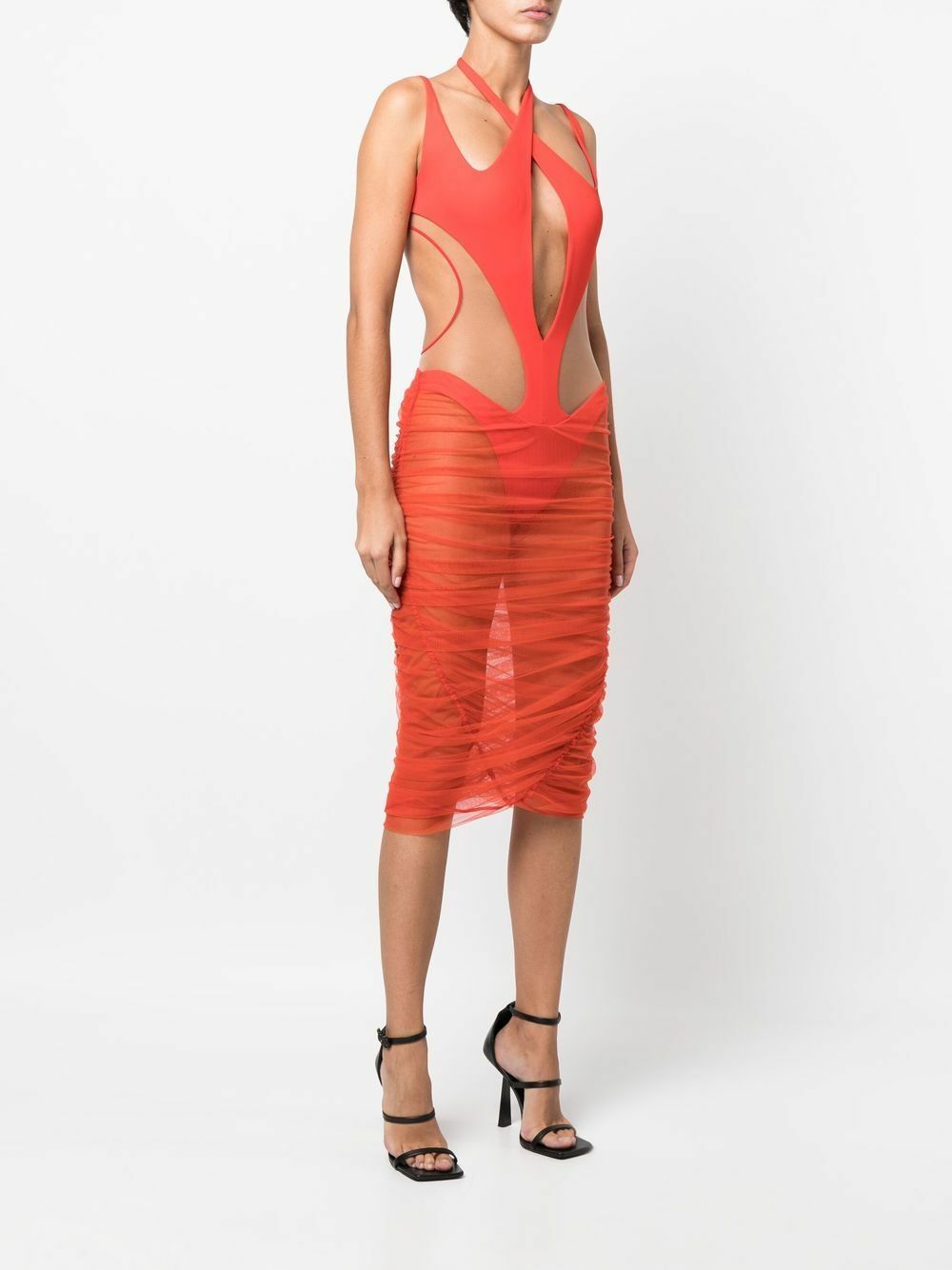 knee length dresses for ladies Bat Mesh Velvet Rooey Pencil Dress