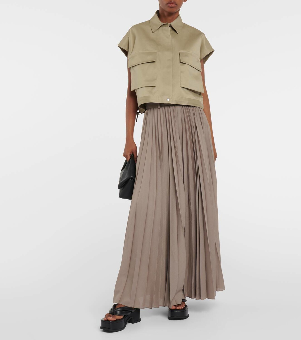 Sacai Pleated high-rise wide-leg pants Sacai