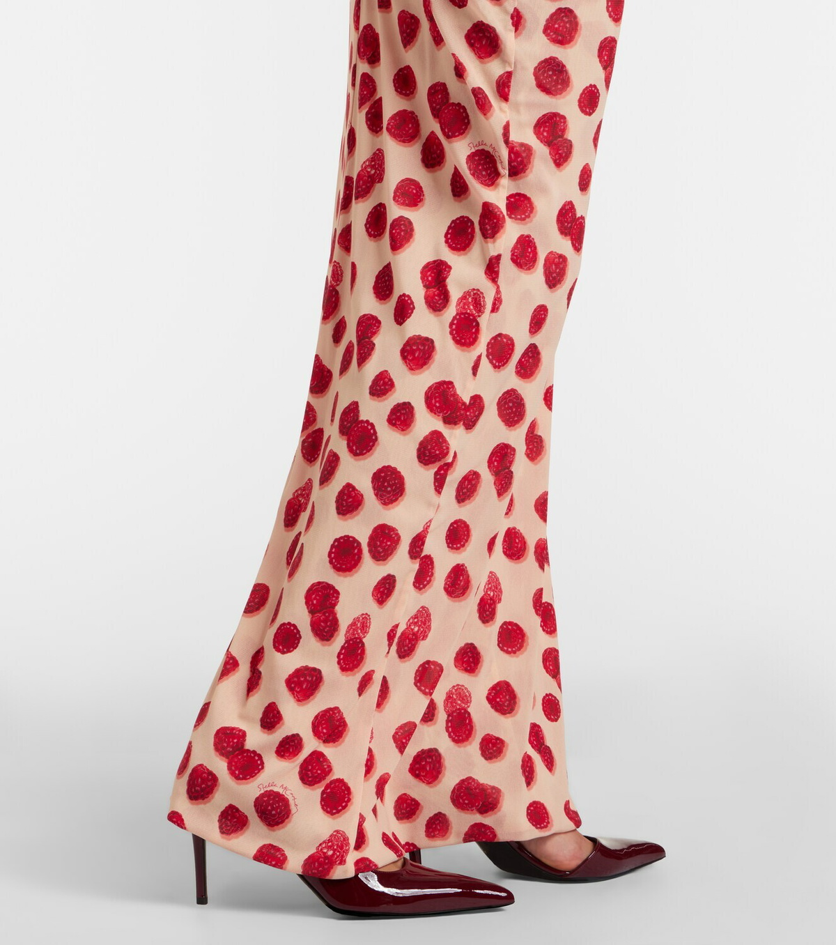 Stella McCartney Off-shoulder printed mesh maxi dress