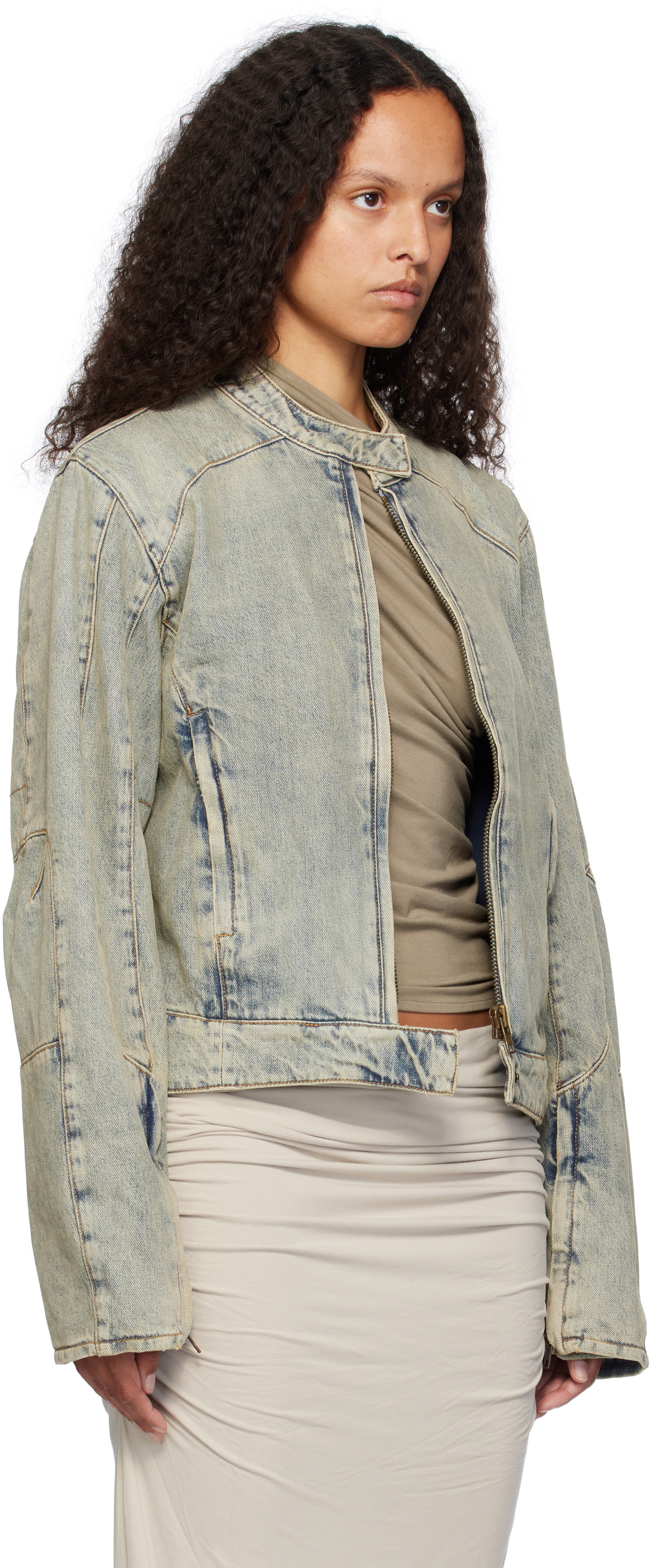 Entire Studios Blue Moto Denim Jacket