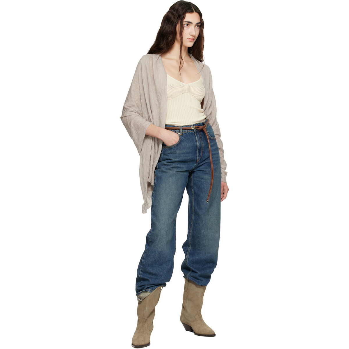 Isabel Marant Beige Zephyr Cashmere Scarf